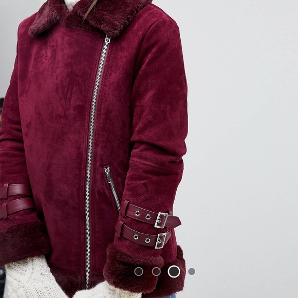 ASOS Suede and Faux Fur Aviator Jacket - Picture 3 of 7